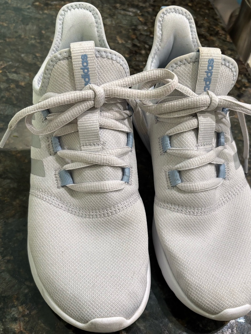 Adidas - Women’s 8.5 - Pull On Style Athletic Shoe.  Silver/Lt. Blue